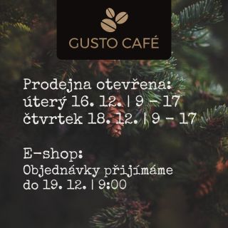 🎄 Mezi svátky budeme mít, stejně jako každý rok, v pražírně zavřeno. 🎁 Objednávky přijaté do pátku 19. 12., 9:00 odesíláme...